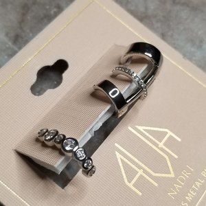 AVA NADRI Cuff 0.875 "and Small 0.625" Hoop Silver-Tone Earring Set